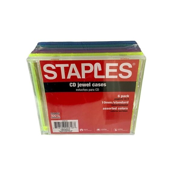 Staples CD Jewel Cases Colorful  6 Pack New Factory Sealed - Picture 1 of 4